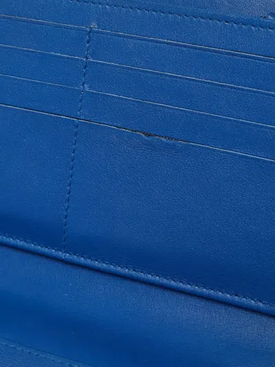 Pre-owned Chanel Cc Diamond-quilted Leather Wallet In Blue