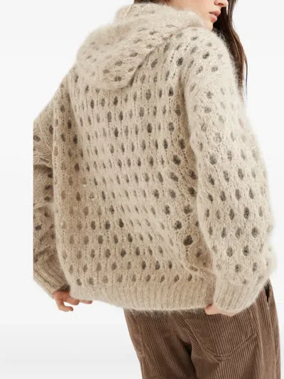 Brunello Cucinelli Hooded Hole-detail Cardigan