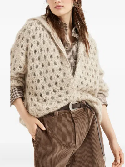 Brunello Cucinelli Hooded Hole-detail Cardigan
