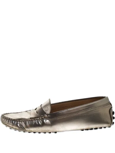 Pre-owned Tod's Vintage Leather Loafers In Silver