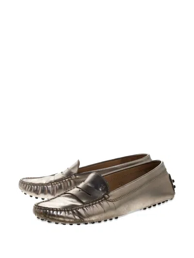 Pre-owned Tod's Vintage Leather Loafers In Silver