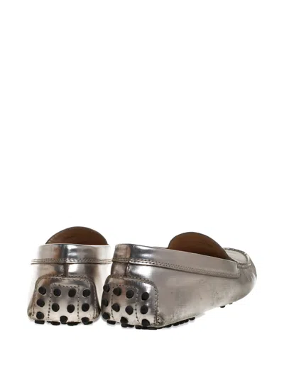 Pre-owned Tod's Vintage Leather Loafers In Silver