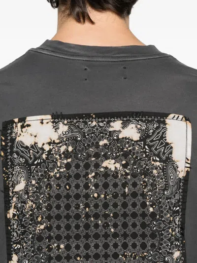 Amiri Men Cotton T-shirt With Embroidery In Gray