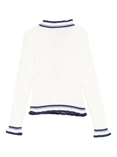 Etro Embroidered Ruffled Sweater In White