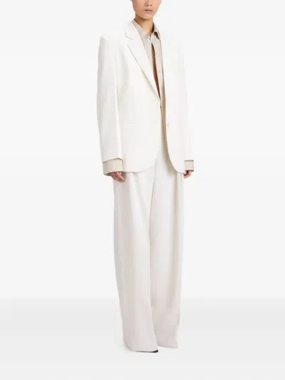 Victoria Beckham Classic Tailored Wool-blend Jacket In White