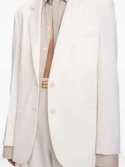 Victoria Beckham Classic Tailored Wool-blend Jacket In White