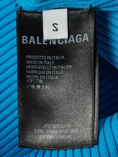 Pre-owned Balenciaga Logo-print Ribbed T-shrit In Blue