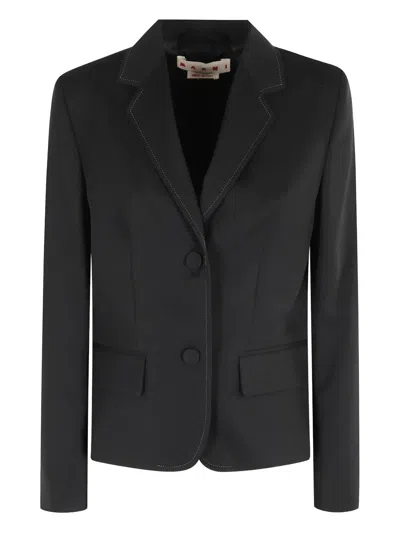 Marni Notched-lapel Two-button Jacket In Black