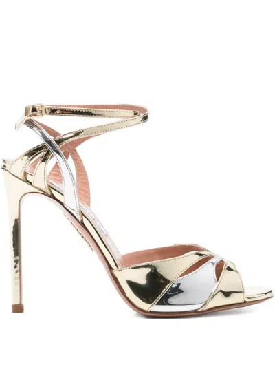 Aquazzura 110m Metallic Ankle-strap Heeled Sandals