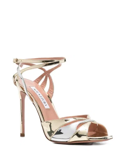 Aquazzura 110m Metallic Ankle-strap Heeled Sandals