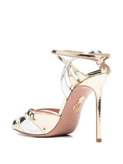 Aquazzura 110m Metallic Ankle-strap Heeled Sandals