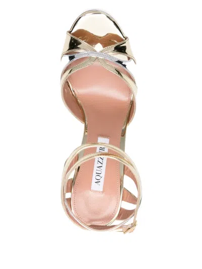 Aquazzura 110m Metallic Ankle-strap Heeled Sandals