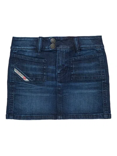 Diesel Cotton Mini Skirt In Blue