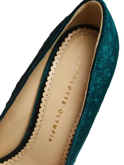 Pre-owned Charlotte Olympia 2024  Dolly Velvet Platform Pumps In Green