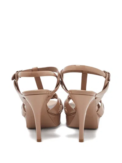 Pre-owned Saint Laurent 2024 105mm Tribute Patent Leather Platform Sandals