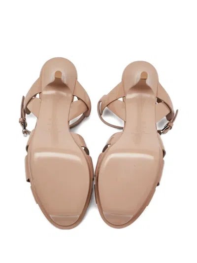 Pre-owned Saint Laurent 2024 105mm Tribute Patent Leather Platform Sandals