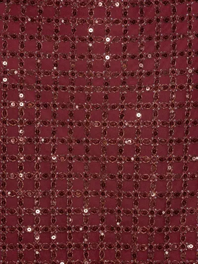 Rotate Birger Christensen Grid-pattern Sequin-embellished Mini Skirt In Red