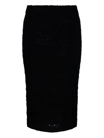 Nude Open-knit Midi Skirt