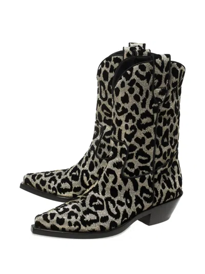 Pre-owned Dolce & Gabbana 45mm Leopard-print Pointed-toe Boots