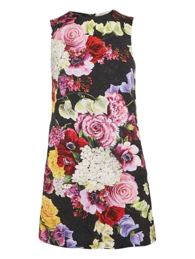 Pre-owned Dolce & Gabbana Floral-print Brocade Dress