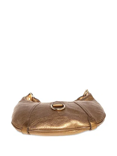 Pre-owned Burberry Leather Half-moon Tote Bag In Yellow