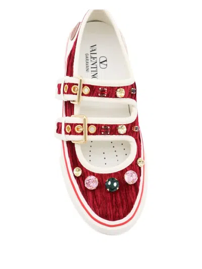 Valentino Jewel-embellished Buckle Sneakers