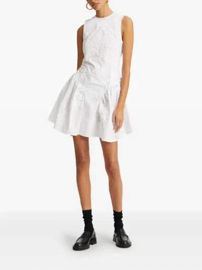 Rotate Birger Christensen Floral-embellished Mini Dress In White
