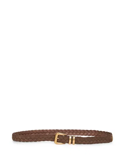 Brunello Cucinelli Men Brown Woven Reversed Calfskin Belt In Brown
