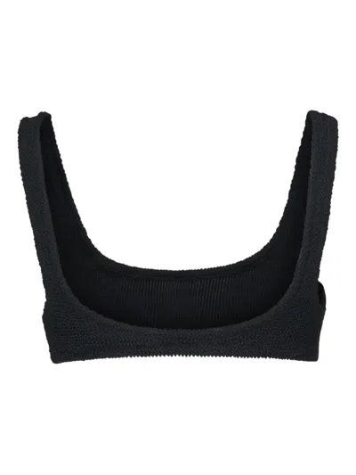 Mc2 Saint Barth Naima Textured Square-neck Bikini Top In Black