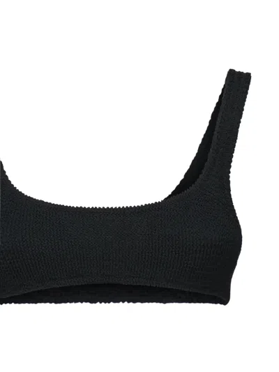 Mc2 Saint Barth Naima Textured Square-neck Bikini Top In Black
