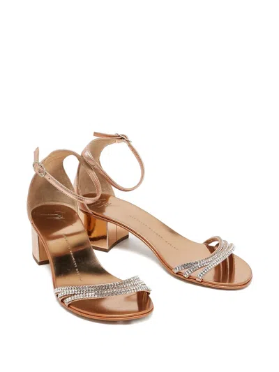 Pre-owned Giuseppe Zanotti Vintage 2024 Crystal-embellished Sandals In Gold