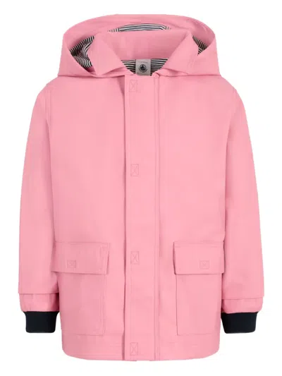 Petit Bateau Hooded Patch-pocket Raincoat In Pink