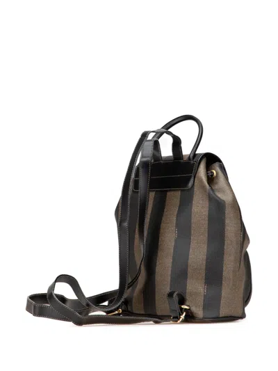 Pre-owned Fendi 20th Century Pequin Coated Canvas Drawstring Backpack