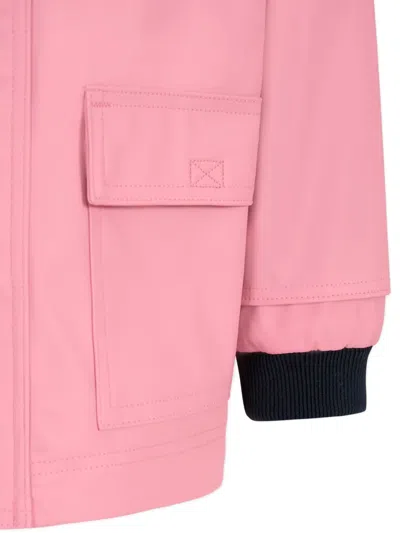 Petit Bateau Hooded Patch-pocket Raincoat In Pink