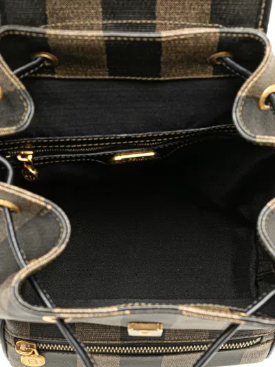 Pre-owned Fendi 20th Century Pequin Coated Canvas Drawstring Backpack