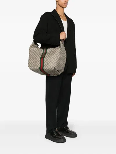 Gucci Gg Supreme Web Stripe Shoulder Bag