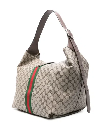 Gucci Gg Supreme Web Stripe Shoulder Bag