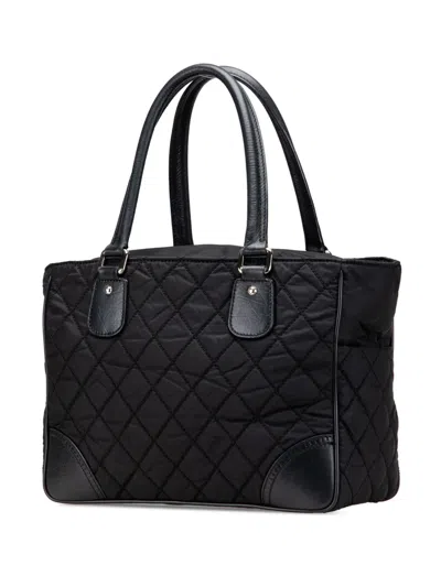 Pre-owned Chanel 2006-2008 Paris New York Quilted Nylon Tote Bag In Black