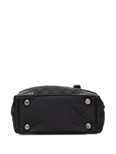 Pre-owned Chanel 2006-2008 Paris New York Quilted Nylon Tote Bag In Black