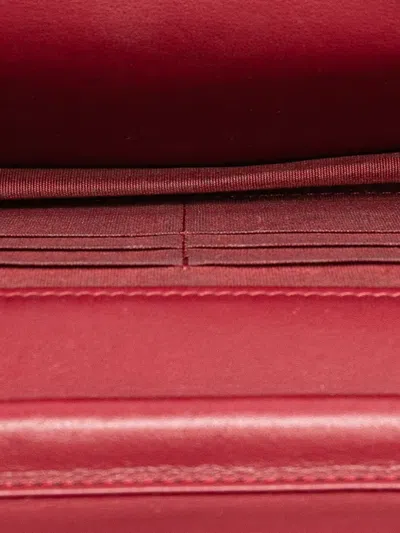 Pre-owned Chanel 2018-2019 Quilted Caviar Boy Wallet On Chain Crossbody Bag In Red
