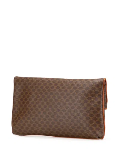 Pre-owned Celine 1991 Macadam Coated Canvas Clutch Bag In Brown