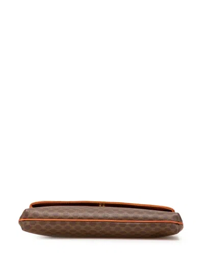 Pre-owned Celine 1991 Macadam Coated Canvas Clutch Bag In Brown