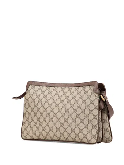 Pre-owned Gucci 2016-2025 Medium Gg Supreme Ophidia Crossbody Bag In Brown