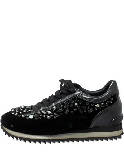 Pre-owned Le Silla  Velvet Crystal Sneakers