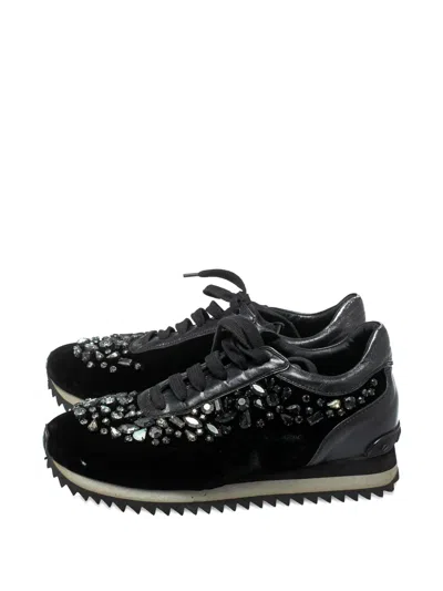 Pre-owned Le Silla  Velvet Crystal Sneakers