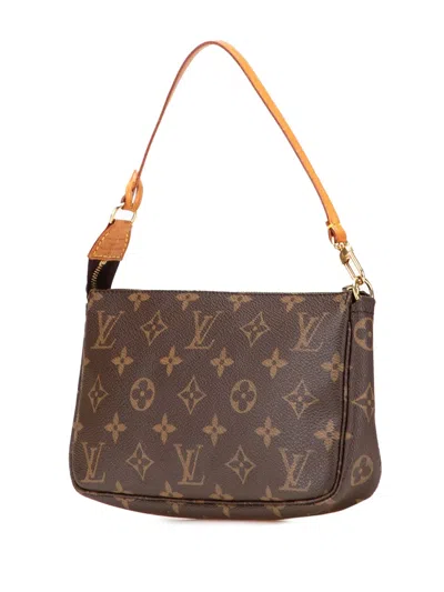 Pre-owned Louis Vuitton 1998 Monogram Pochette Accessoires Shoulder Bag In Brown