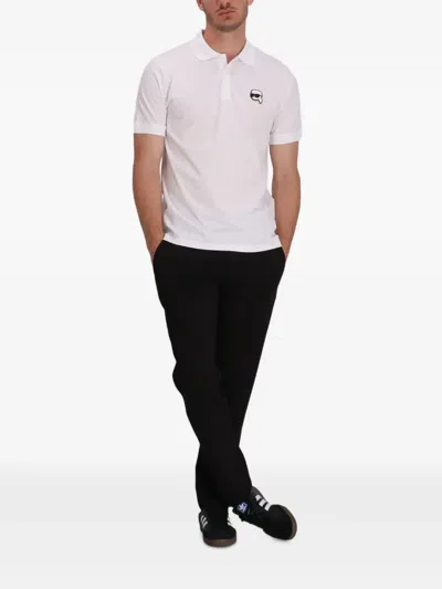 Karl Lagerfeld Short-sleeved Polo Shirt In White