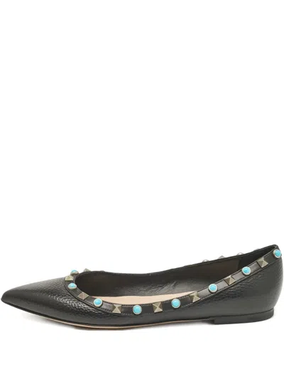Pre-owned Valentino Garavani Rockstud Ballet Flats