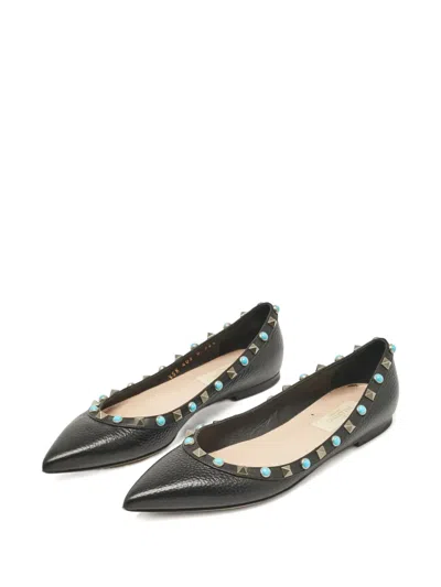 Pre-owned Valentino Garavani Rockstud Ballet Flats