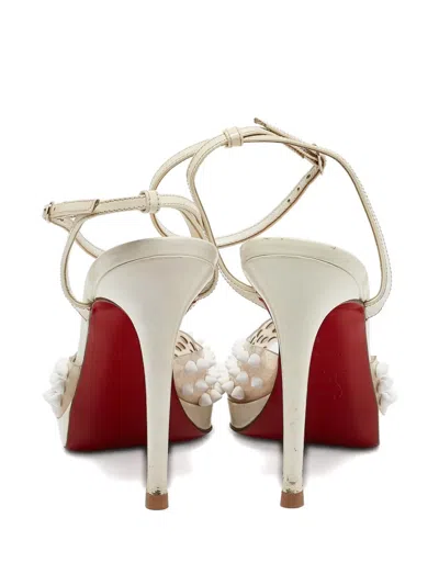 Pre-owned Christian Louboutin 120mm Patent Leather Studded Pumps In Neutral
